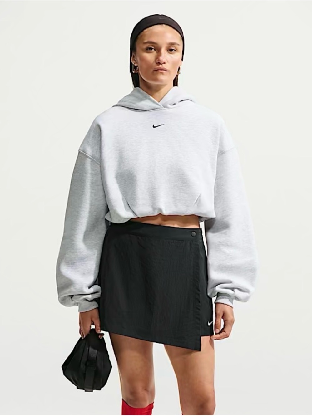 🩶Nike Studio Fleece Medium Weight Women’s Oversized Cropped Hoodie - S - Gray 🩶